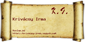 Krivácsy Irma névjegykártya