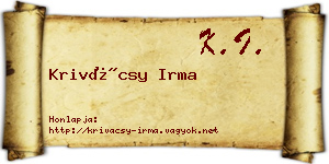 Krivácsy Irma névjegykártya